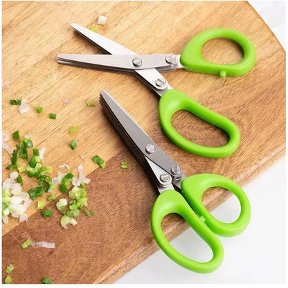 Versatile Stainless Steel Kitchen Scissors - 3/5 Layer Pepper, Scallion, and Laver Cutter Tool