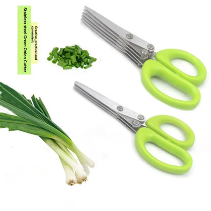 Versatile Stainless Steel Kitchen Scissors - 3/5 Layer Pepper, Scallion, and Laver Cutter Tool